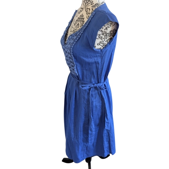 Marcs Dress Periwinkle Blue Cotton Broderie Lace Panel Silk Coquette Women's 6 - Picture 3 of 15